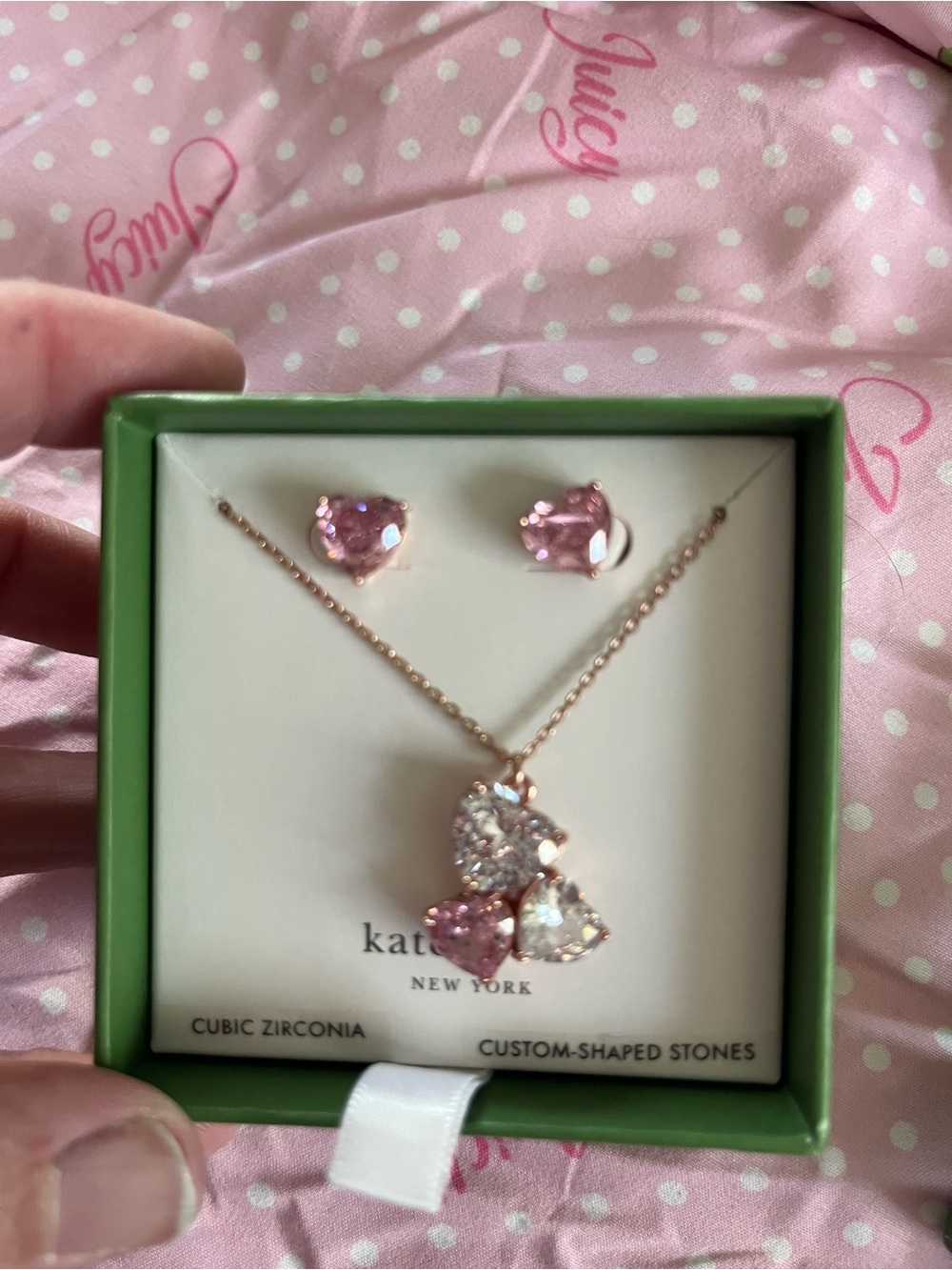 kate spade Necklace and Pink heart and Earrings Set